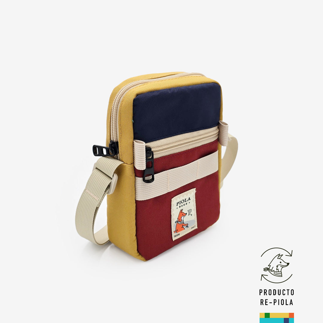 Morral Pasajito, sin desperdicio, funcional, hecho en Perú, urbano y sostenible, color azul y guinda