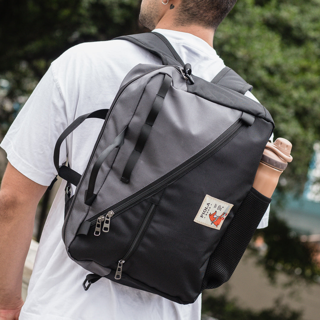 Diagonal Negro-Gris – Morral, mochila o maletín 3 en 1 con espacio para laptop