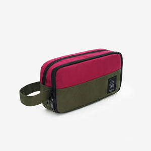 Estuche organizador MULTI color guinda-verde, ideal para viaje y uso diario, hecho en Perú