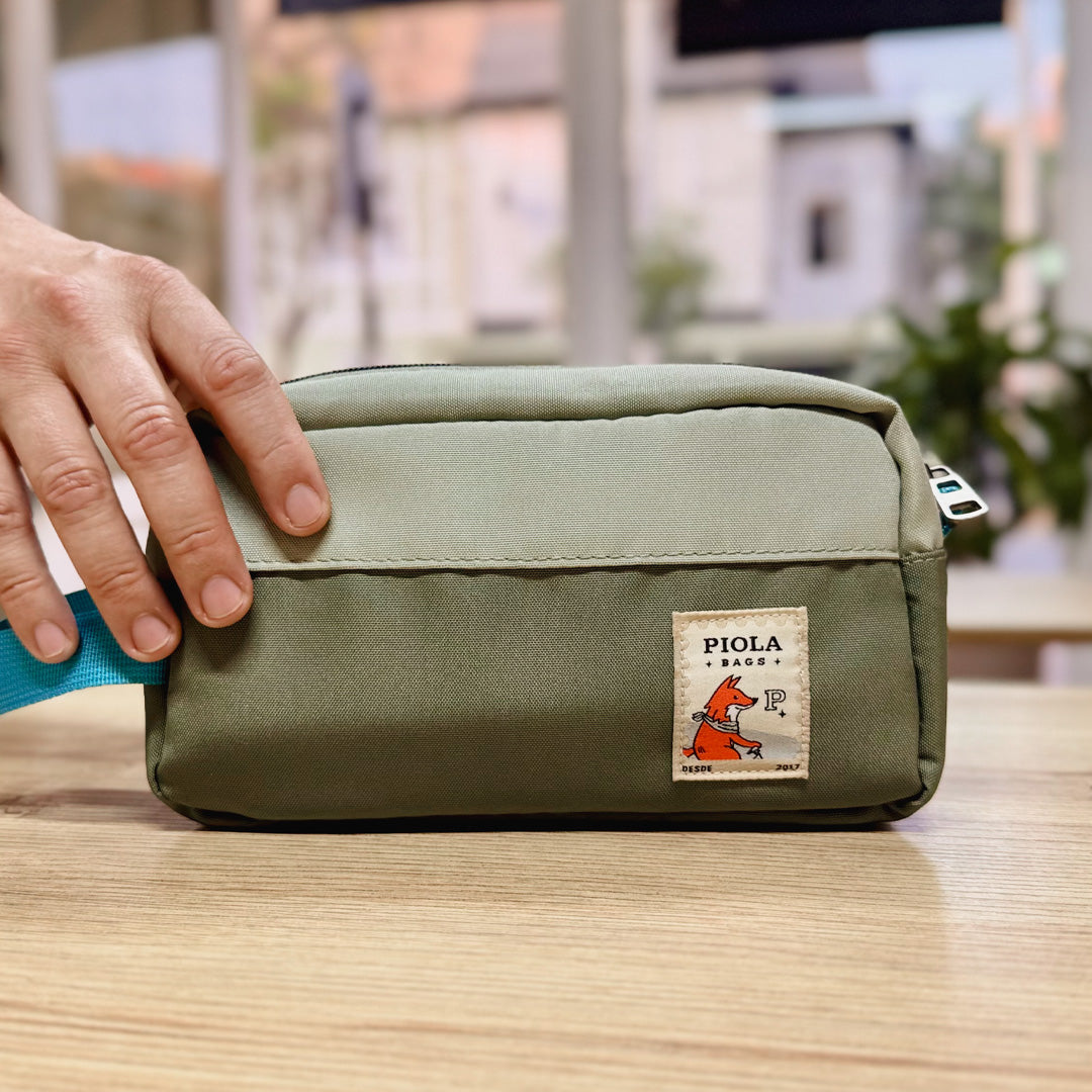 Neceser Cartuchera Cemento-Verde