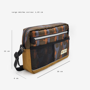 Morral urbano camuflado espacioso, diseño sin desperdicio y fair trade, hecho por Piola Bags